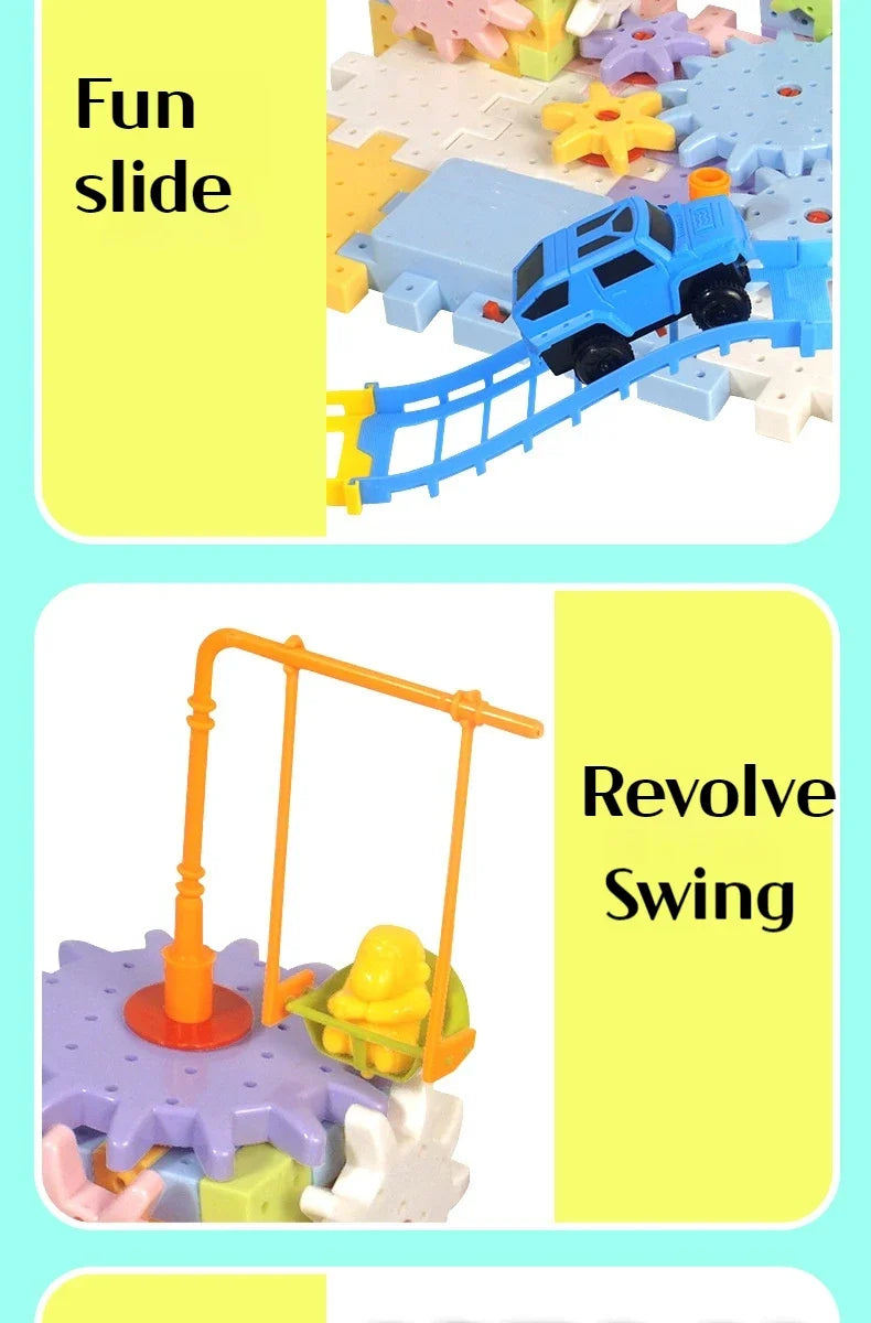 Electric Gears 3D Puzzle Model Building Kits Plastic Brick Blocks Educational Toys for Kids Children Gear Blocks Building Toys