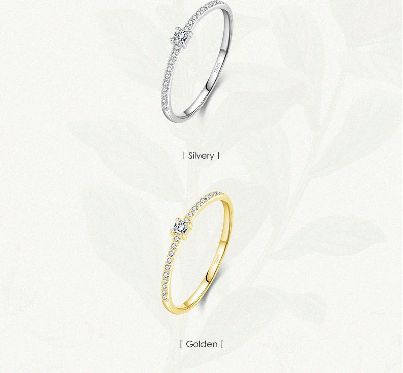 Modian 2021 Real 925 Sterling Silver Simple Square Clear CZ Charm Gold Color Finger Rings For Women Wedding Engagement Jewelry