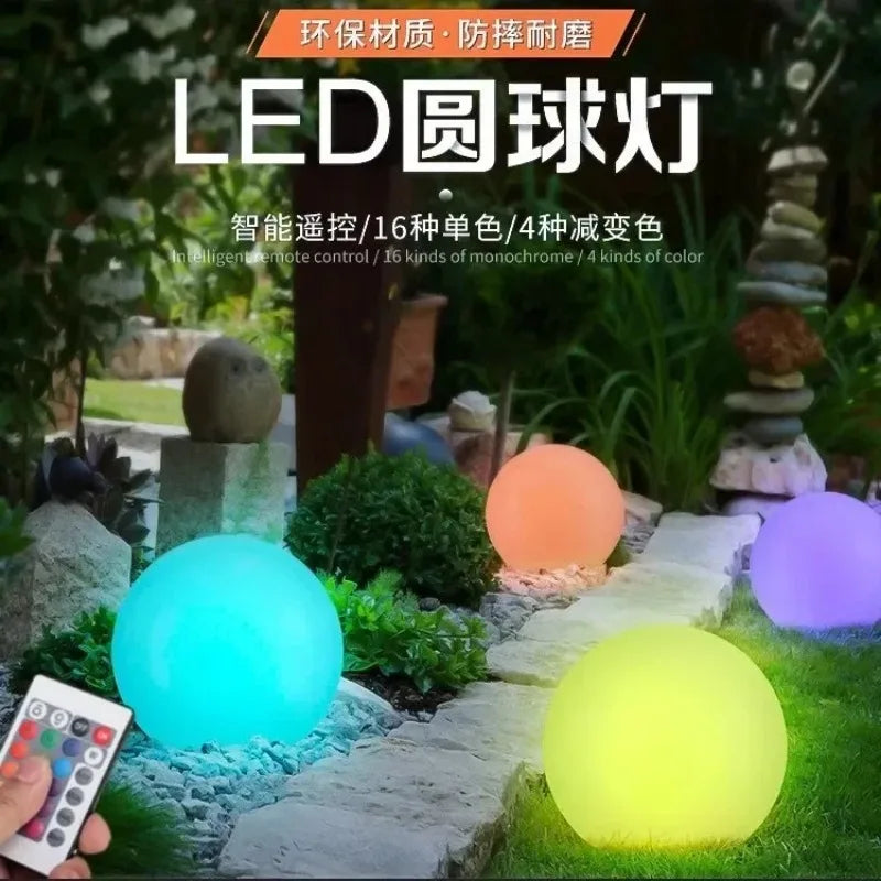 LED Ball Lamp Remote Control Outdoors Lawn Lamp Swimming Pool Wedding Party Holiday Home Decoration Courtyard Atmosphere Light