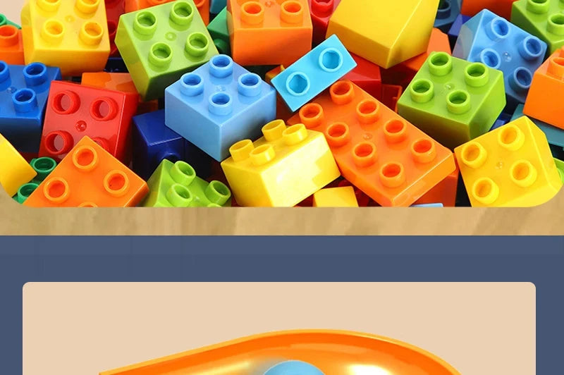 Marble Run Building Blocks Large Dinosaur Animals Slide Track Race Game Big Bricks STEM Educational Construction Toy Kids Gift