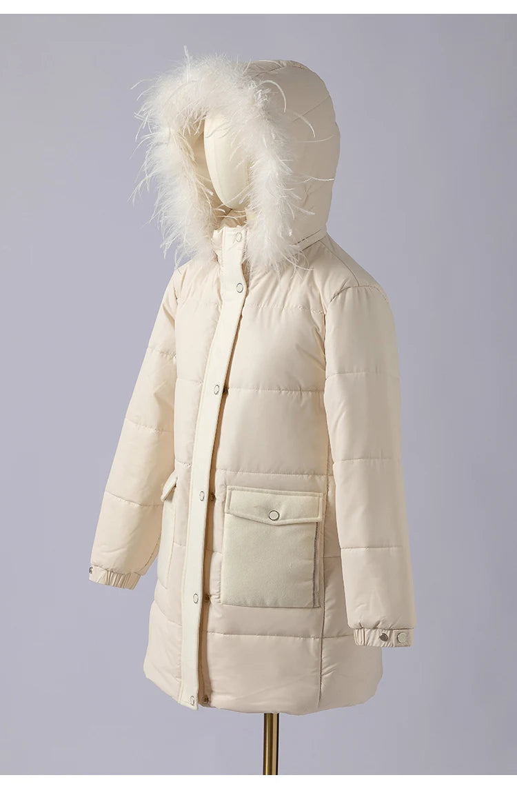 K1050W Women's Luxury Winter Coat High-Quality Long Thick Hooded Jacket for Ladies