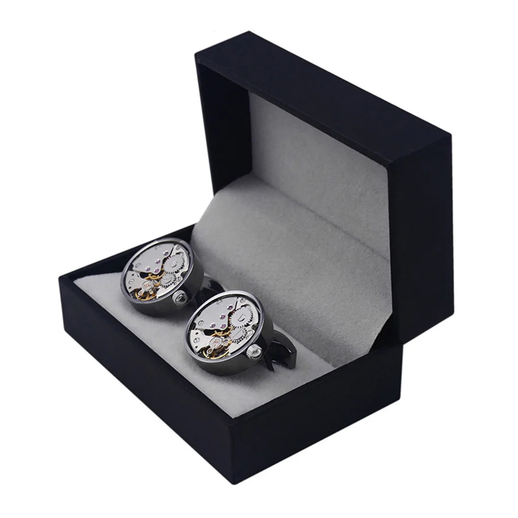 SAVOYSHI Mechanical Watch Movement Mens Shirt Cufflinks Functional Self Rotating Watch Mechanism Gears Cuff Links Gift