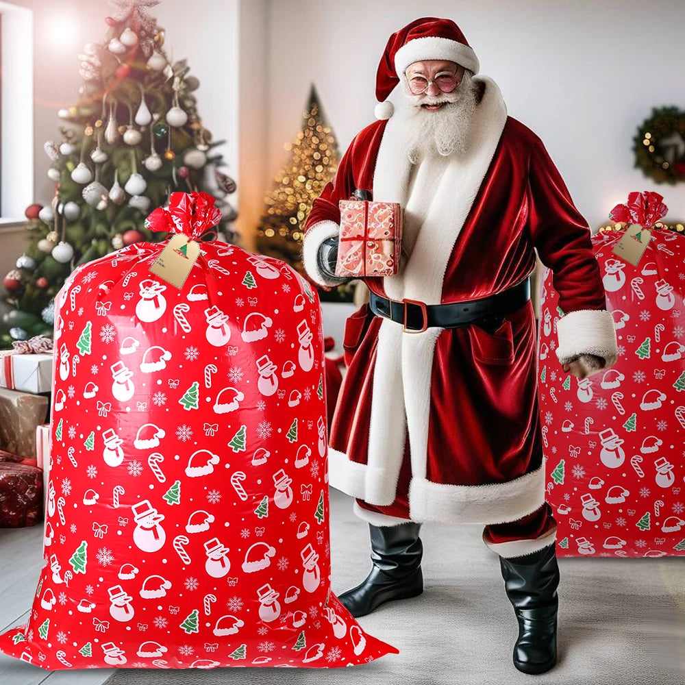36x56in Merry Christmas Big Candy Bag Santa Santa Claus Gift Bag Snowflake Christmas Decorations For Home New Year Noel Present