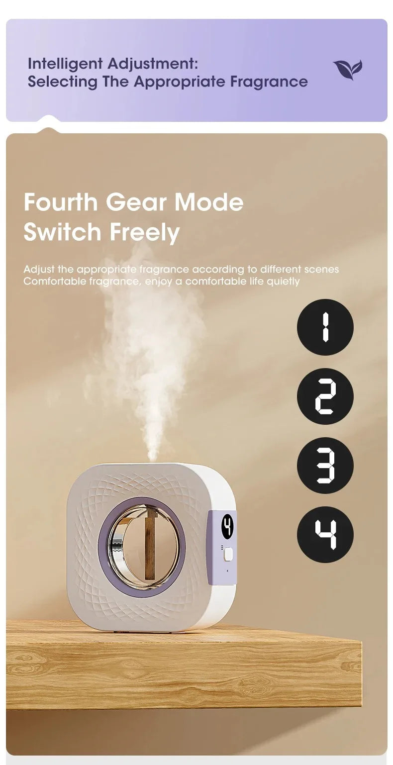 Smart Aroma Diffuser Air Purifier Digital Display 4 Gears USB Charging Wall Mount Tabletop Plant Essential Oils for Living Room