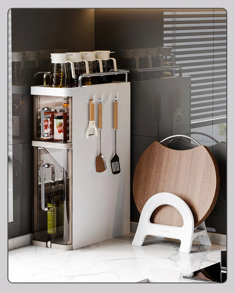 2/3 Layer Kitchen Spice Shelves Pull-Out Spice Organizer Shelf Household Multi-Functional Oil Salt Sauce and Vinegar Storage