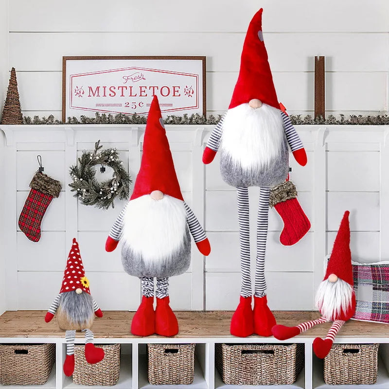 Christmas Decorations Telescopic Standing Faceless Old Man Figurine Home Mall Window Christmas Tree Decoration Doll