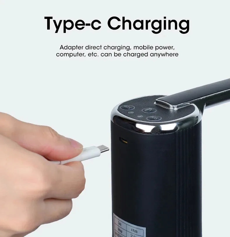 Foldable Water Dispenser Pump Handheld Portable USB Rechargeable Electric for Bottle Jug No Spill Quick Flow Desk Travel Camping