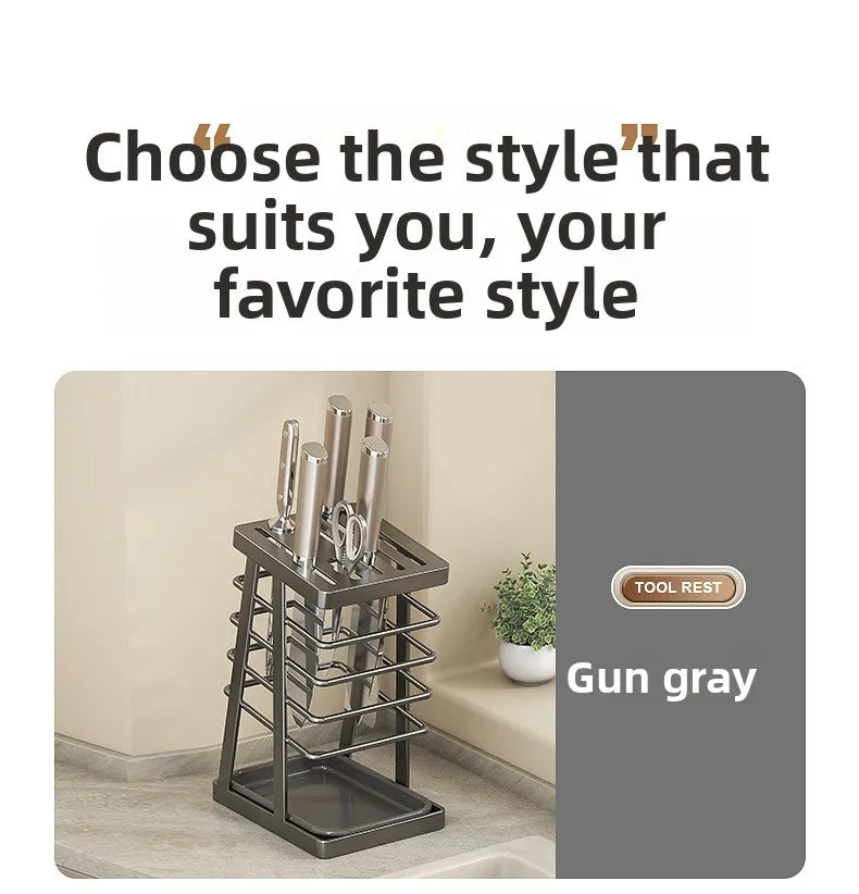 Kitchen knife rack storage rack countertop drainage all-in-one knife storage rack kitchen knife rack for home knife holder