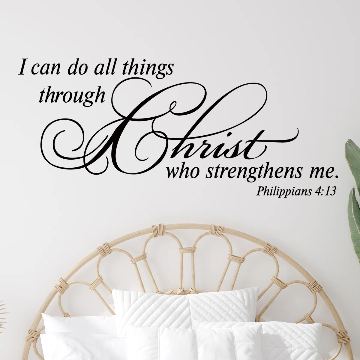 Christianity Text“I Can Do All Things Through Christ ..”Art Wall Stickers for Bedroom Living Room Decoration Wall Decals