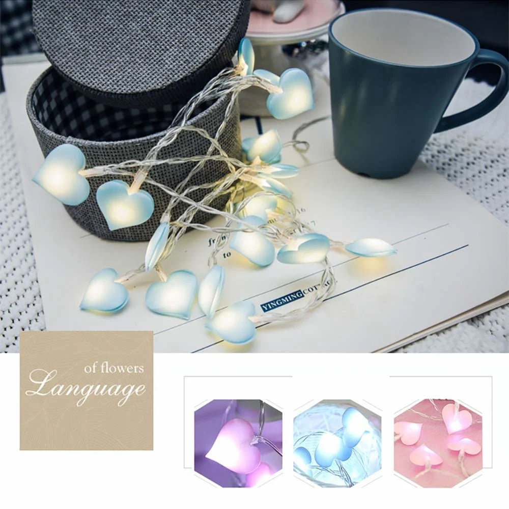 LED Heart Shape String Lights 1.5M 3M Indoor Fairy Lights Christmas Decoration Garland For Valentines Day Living Room Decoration