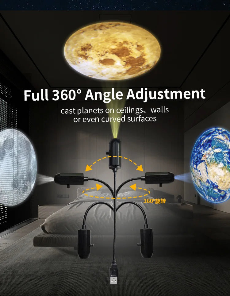 2025 Christmas Day LED Night Light USB Flexible Projector Light Holidays Party led Atmosphere Lights Starry Moon Ambient Lamp