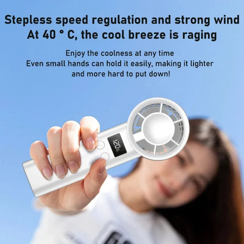 120 Wind Speeds Bladeless Portable Hand Fan USB Rechargeable Mini Handheld High-Speed Personal Fan for Eyelash Makeup