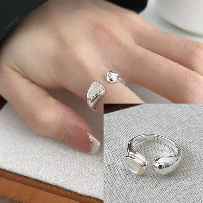 PANJBJ 925 Sterling Silver Geometry Crystal Ring For Women Ellipse Exaggerated Punk Water Drop Open Jewelry Gift Dropshipping