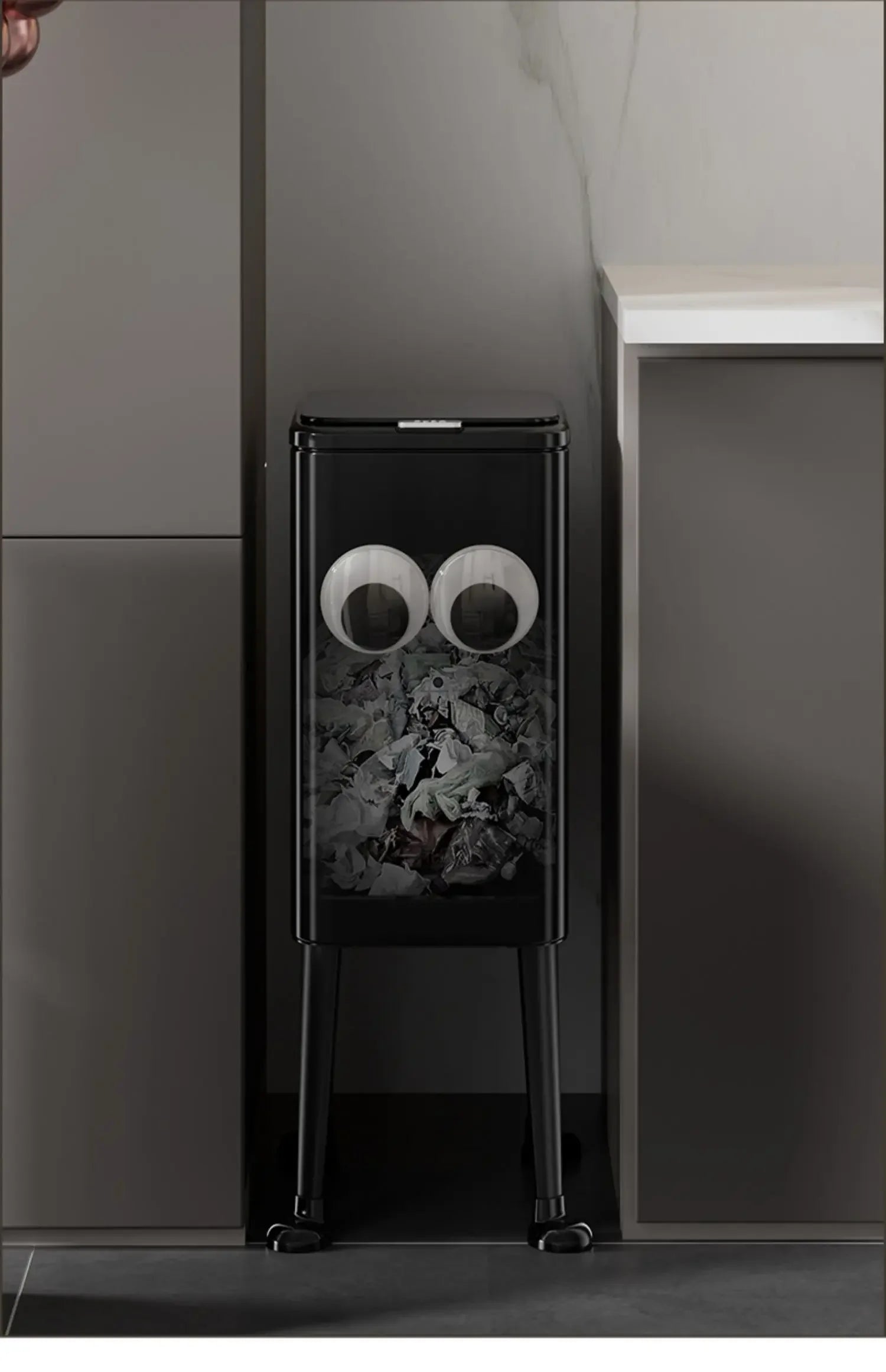 Kitchen Eye-Catching Garbage Can High-Standing Trash Bin Stylish Home Living Room Roller Creative Mobile Bedroom Bin