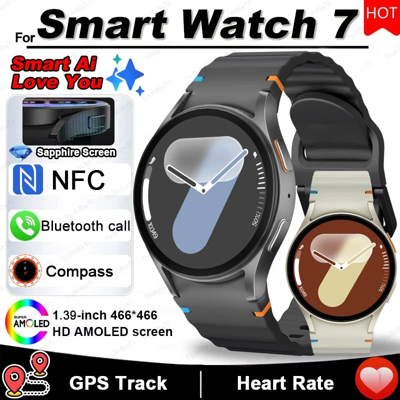 2025 New SmartWatch 7 Men GPS Tracking NFC Control Health monitoring Women SmartWatch Health Tracker Bluetooth call Smart Watch