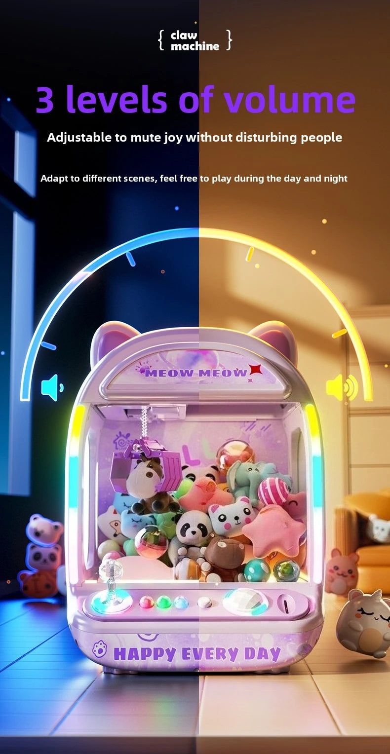 DIY Automatic Doll Machine Kids Coin Operated Play Game Mini Claw Catch Toys Crane Machines Music Doll for Christmas gifts