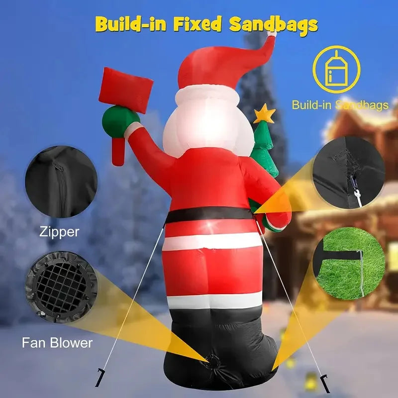 6/12FT Large Christmas Inflatables Santa Carrying Gift Bags Decoration Blow Up Xmas Toys Outdoor Courtyard Garden Party Decor