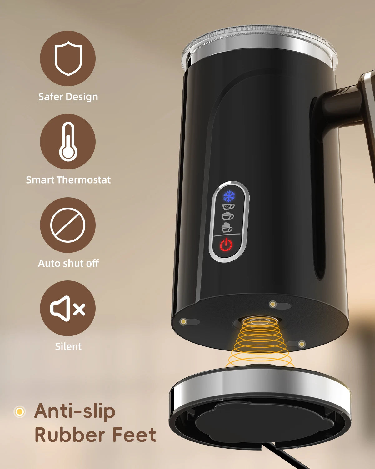 BioloMix 5-in-1 Smart Milk Frother w/LED Touch Display, Style Foam for Coffee & Lattes,Hot And Cold Foam Maker