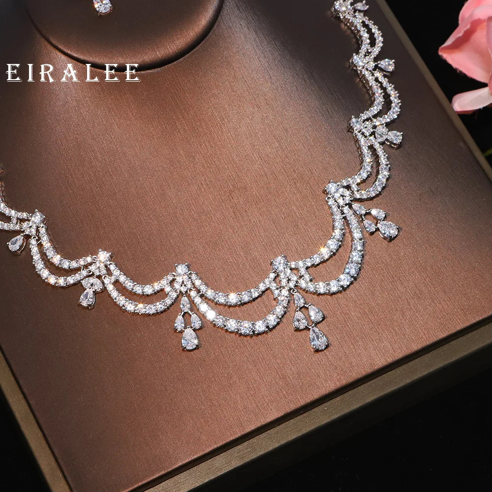 EIRALEE Exquisite Simple Women Jewelry Set 2 PCS Cubic Zirconia High Quality Saudi Arabia Bridal Wedding Jewellery Accessories