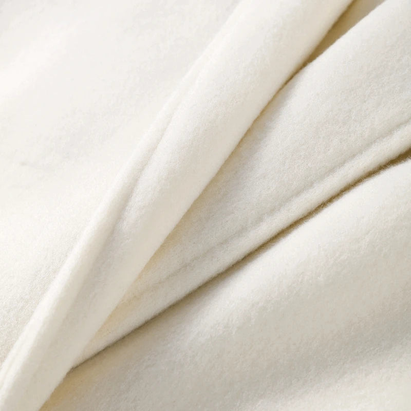 Luxurious Women's Overcoat Faux Full Sleeve Double Breasted Belt Lace Up Female Black Coats 2025 Autumn Winter Chic Lady Outwear