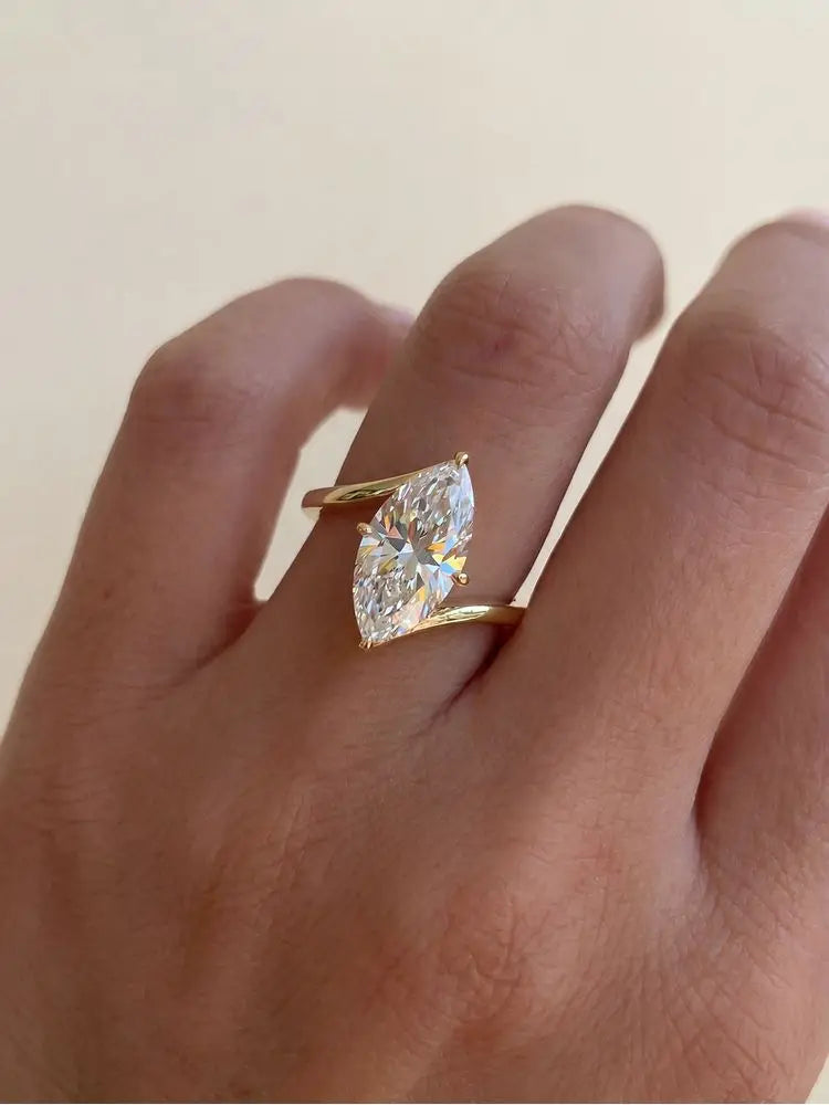 925 Sterling Silver Fashion Luxury Twisted Arm Marquise Zircon Ring For Women Engagement Wedding High Quality Fine Jewelry