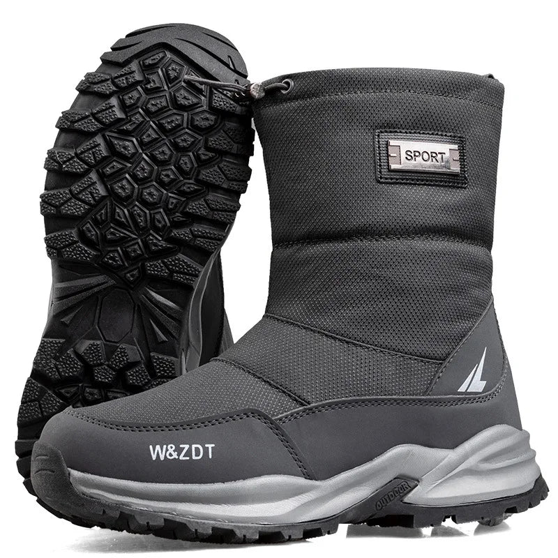 Men’s Winter Snow Boots – Waterproof Zipper Casual Outdoor Shoes