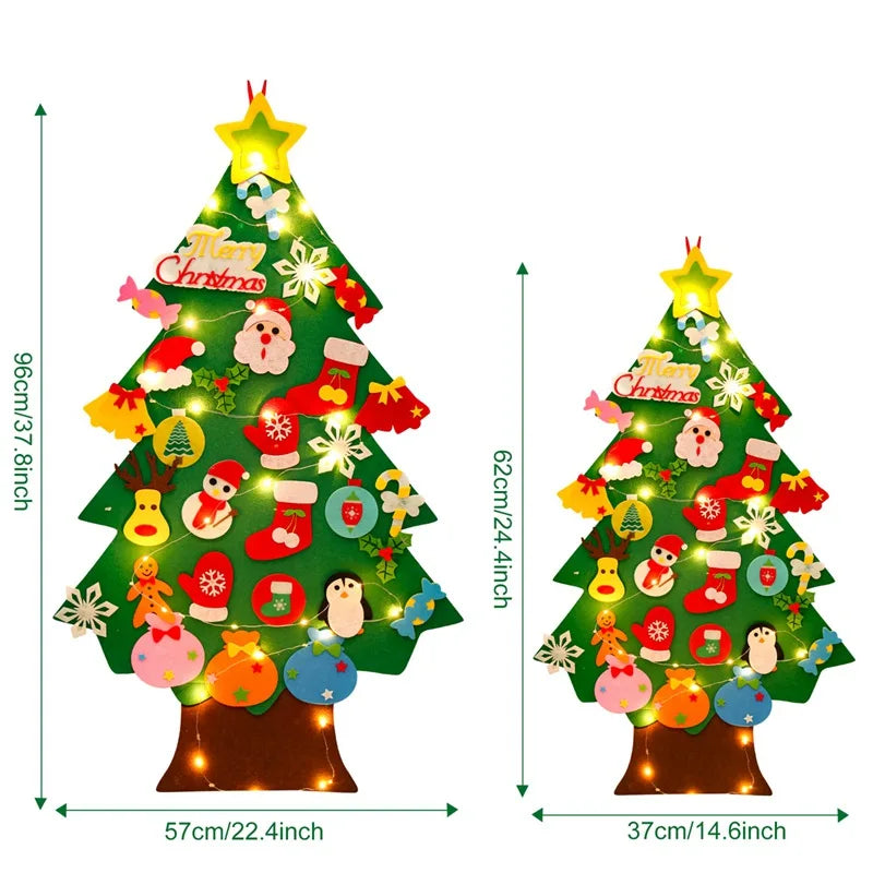 Christmas DIY Felt Tree With Light Merry Christmas Decoration For Home 2023 Cristmas Ornament Xmas Gifts Navidad New Year Tree
