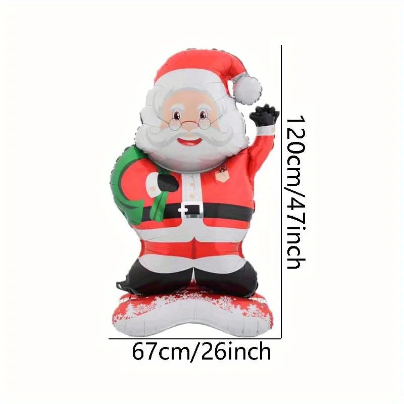 1pc 47-Inch Giant Standing Santa Claus Inflatable Balloon - for Christmas & Birthday Party Decorations, Aluminum Foil, Santa