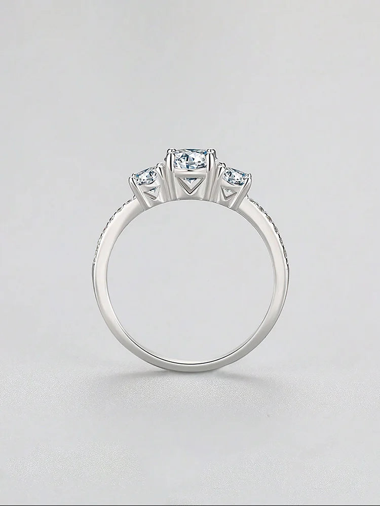 925 Sterling Silver Classic Fashion 0.5ct Zircon Round Ring For Women Anniversary Engagement Wedding Luxury High Quality Jewelry