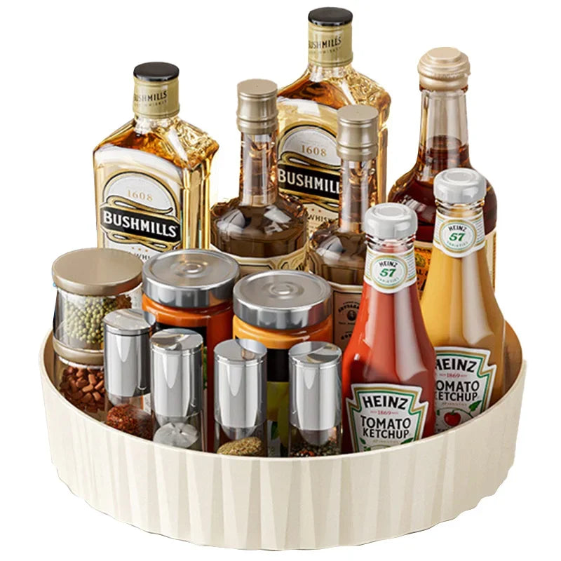 Rotating Tray Spice Rack Pantry Cabinet Turntable With Base Storage Bin Kitchen Organizer For Seasoning Cosmetic Storage Box