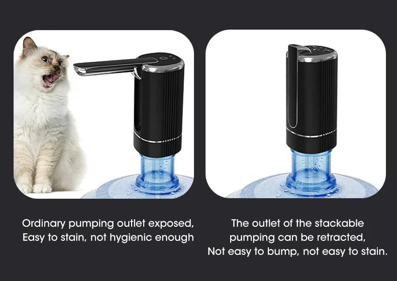 Foldable Water Dispenser Pump Handheld Portable USB Rechargeable Electric for Bottle Jug No Spill Quick Flow Desk Travel Camping