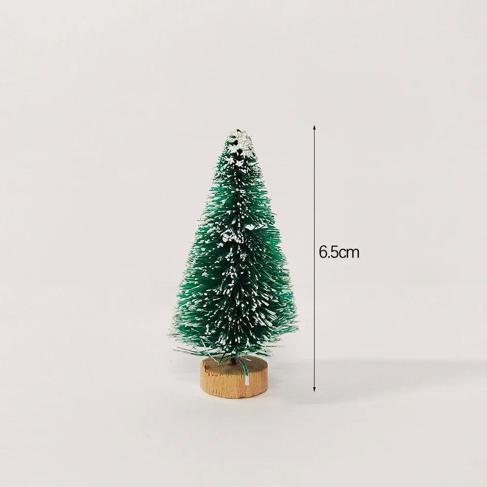 5/8pcs Mini Christmas Trees Small Artificial Christmas Tree Ornament Cedar Pine Sisal Tabletop Merry Christmas Party Decoration