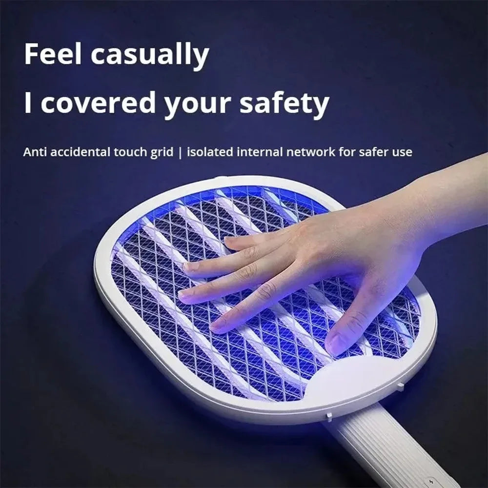 Foldable Electric Mosquito Swatter Safety Mesh USB Rechargeable Child Lock Portable for Travel Camping Indoor Outdoor Zapper