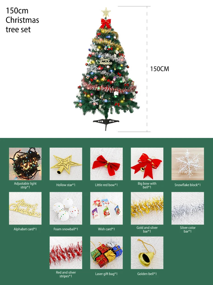 Hot Sale 150/180/210cm Christmas Tree Home Decoration PVC Artificial Xmas Ornaments Small Christmas Tree Party New Year 2025