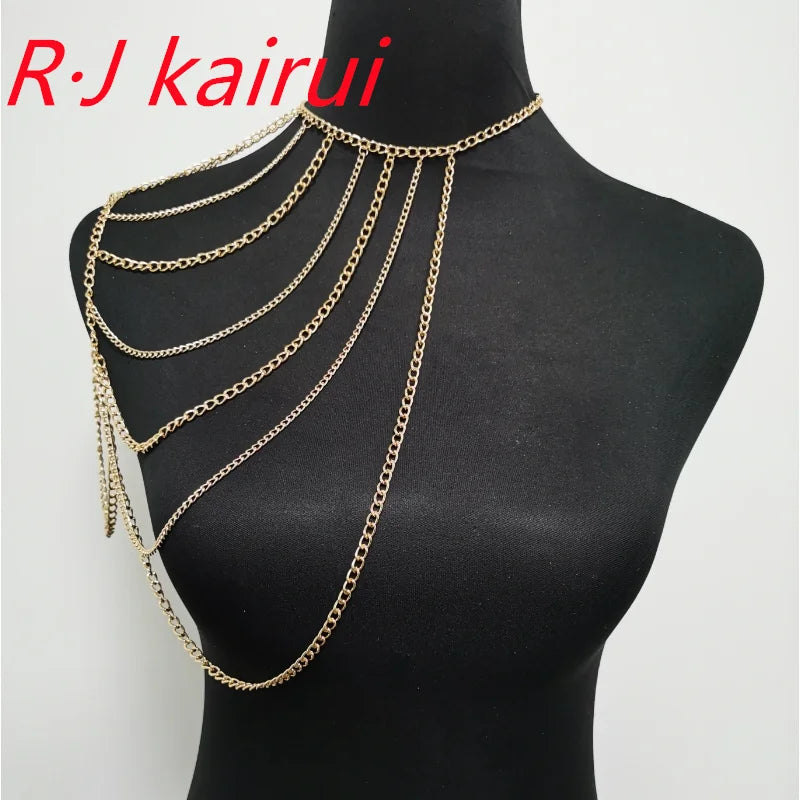 FREE SHIPPING STYLE A36 Gold Colour CHAIN DOUBLE SHOULDERS CHAIN JEWELRY 3 COLORS