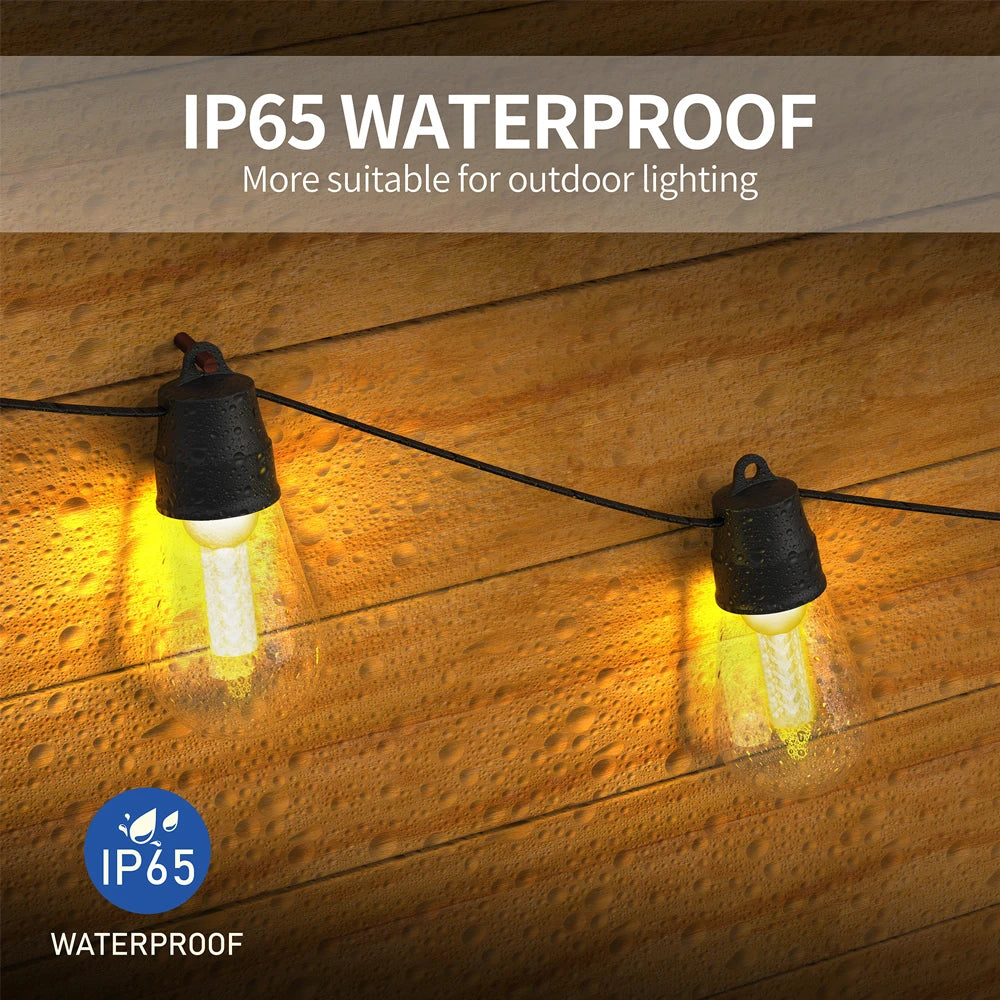 S14 Outdoor Lights DIY String Lights 3Modes Adjustable Remote Control Lights Bulbs for Patio Garden Outside Backyard Christmas