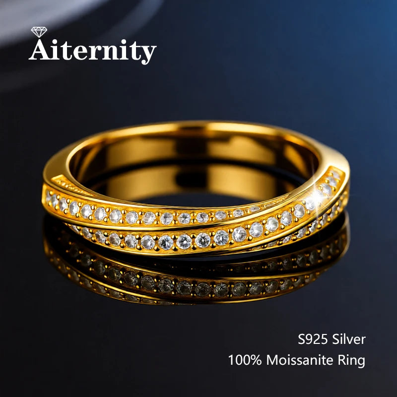 100% Pass Diamond tester Pen Moissanite Ring Matching Wedding Diamond Band for Women 925 Sterling Silver Female Single Tail Ring