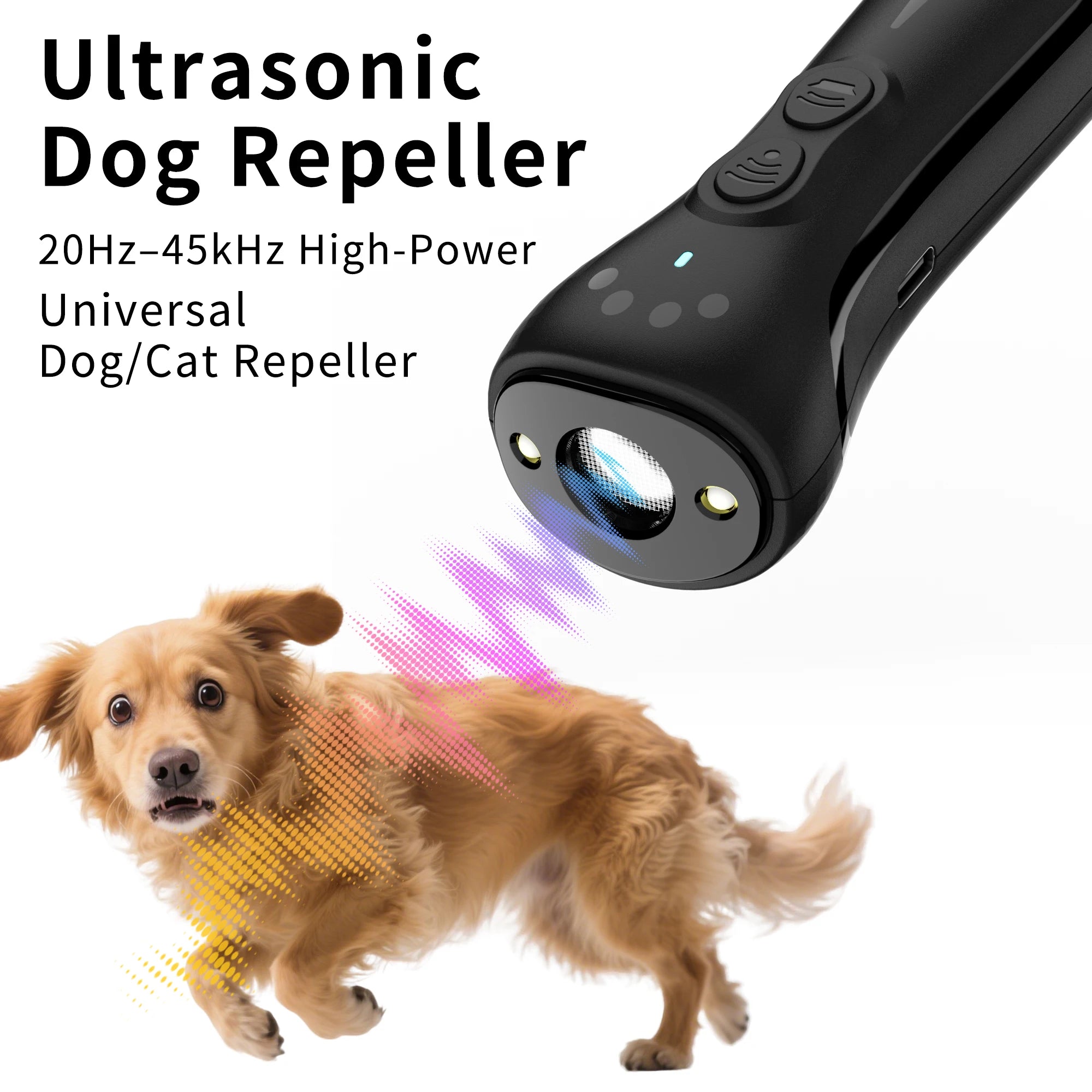 Ultrasonic Dog Repeller Portable Dog Repellent Dog Trainer With LED light Type-C Fast Charging Dog Anti Bark Deterrent Anti Bark