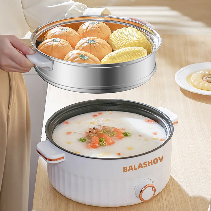 Electric Cooker Dormitory Multi Cooker Household for Hot Pot Cooking and Frying and Double Layer Soup Heater Pot Fry EU /US Plug