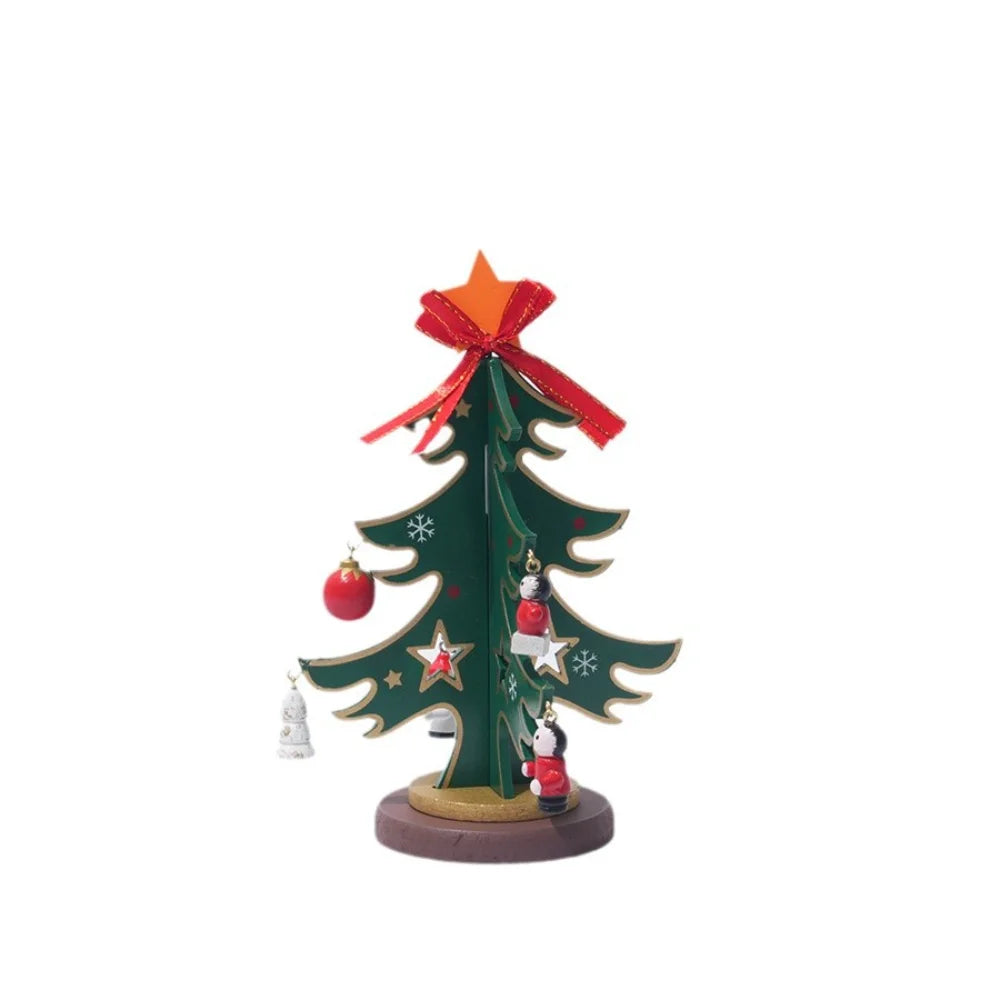 Christmas Wooden Christmas Tree Ornament With Hanging Trinket Children Gift DIY Mini Christmas Tree Festival Home Table Decor
