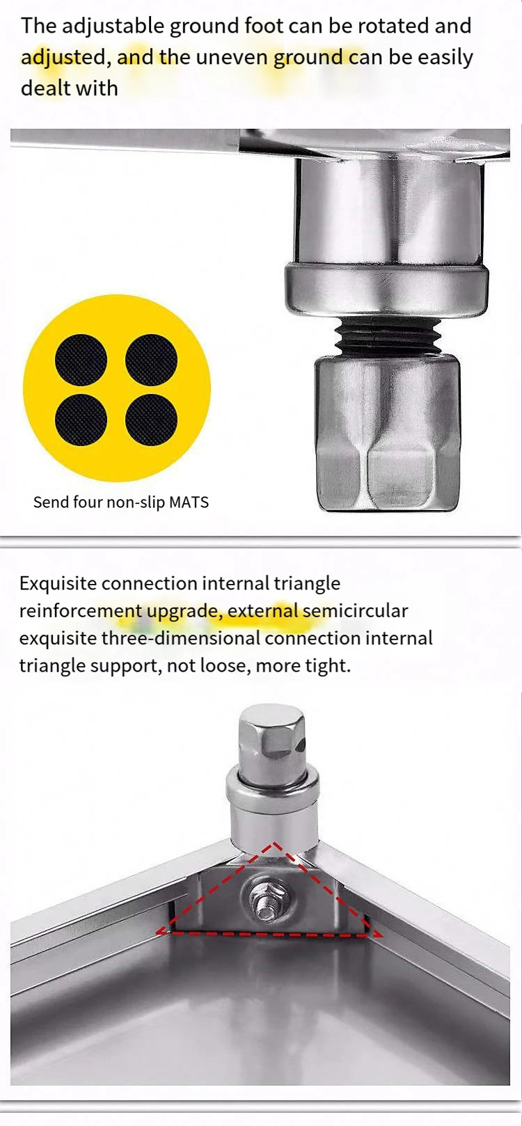 Stainless Steel Shelf, Kitchen Storage Rack, 3-Tier Shelving Units and Storage, Standing Shelving Work Table for Kitchen Garage