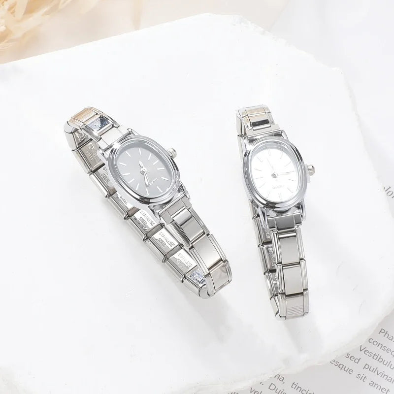 Men Women Stainless Steel Simple Watch Fit 9mm Bracelet For Student Friend Wife Birthday DIY Fashion Jewelry Gifts Dropshipping