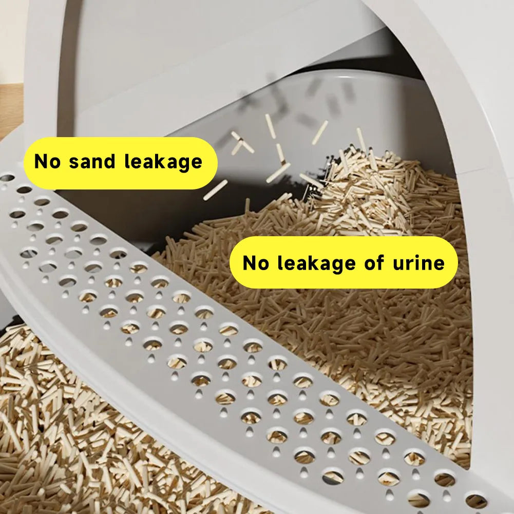 Enclosed Cat Litter Box with Drawer and Scoop