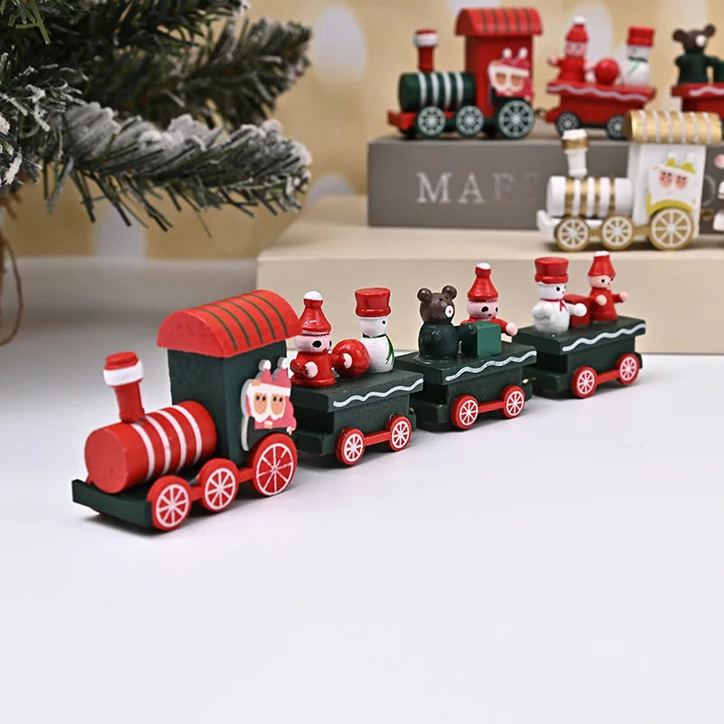 Wooden Christmas Small Train Xmas Ornaments Merry Christmas Decor For Home Happy New Year 2025 Creative Kids Naviidad Gifts Gift