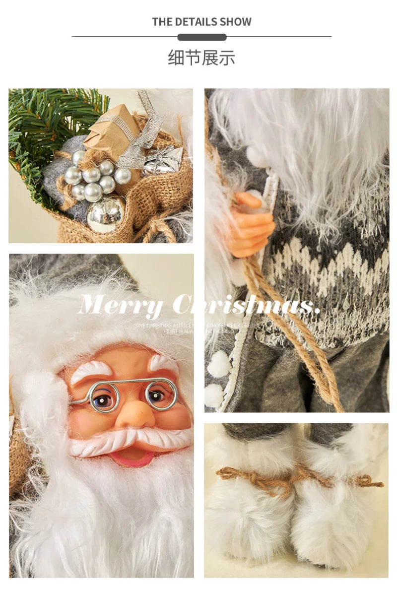 60cm Large Santa Claus Merry Christmas Decorations for Home Happy New Year 2023 Fabric Knitting Clothes Doll Window Decor