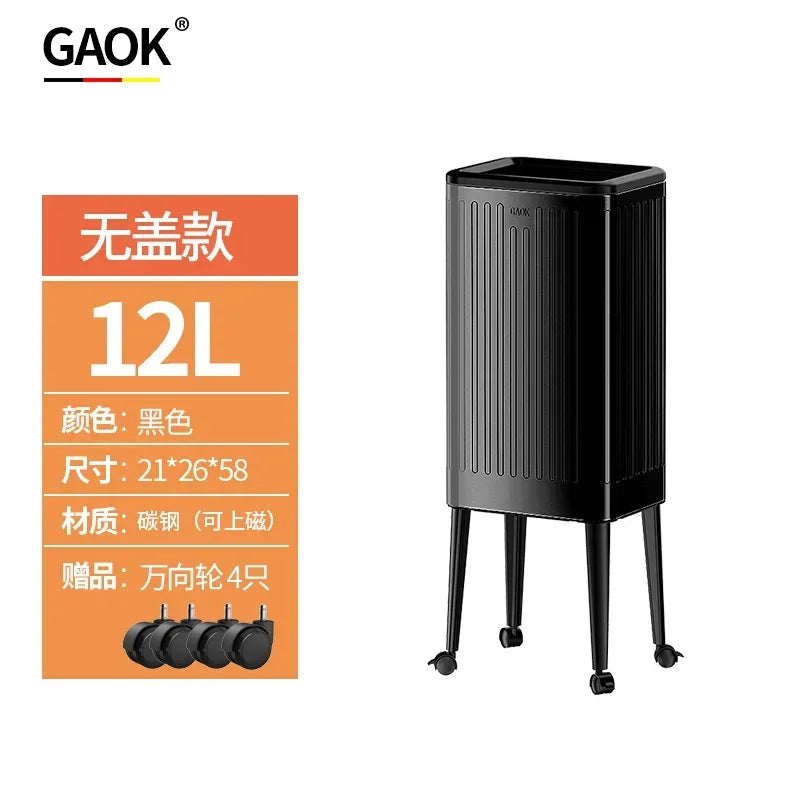 Kitchen Eye-Catching Garbage Can High-Standing Trash Bin Stylish Home Living Room Roller Creative Mobile Bedroom Bin