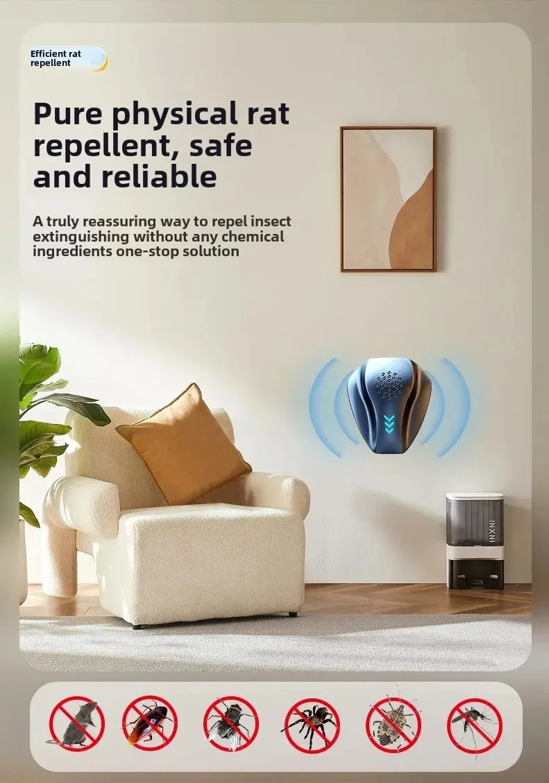 High Power Ultrasonic Rat Mosquito Repeller Indoor Portable Plug In Safe Home Office Low Noise Long Range Effective Repelling