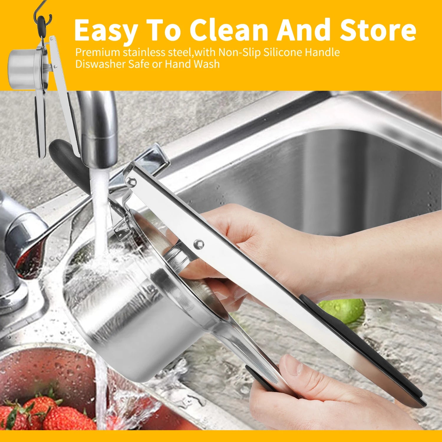 1PC stainless steel potato ricer with silicone handle and replaceable chassis potato mashers presses mashing mashed potatoes