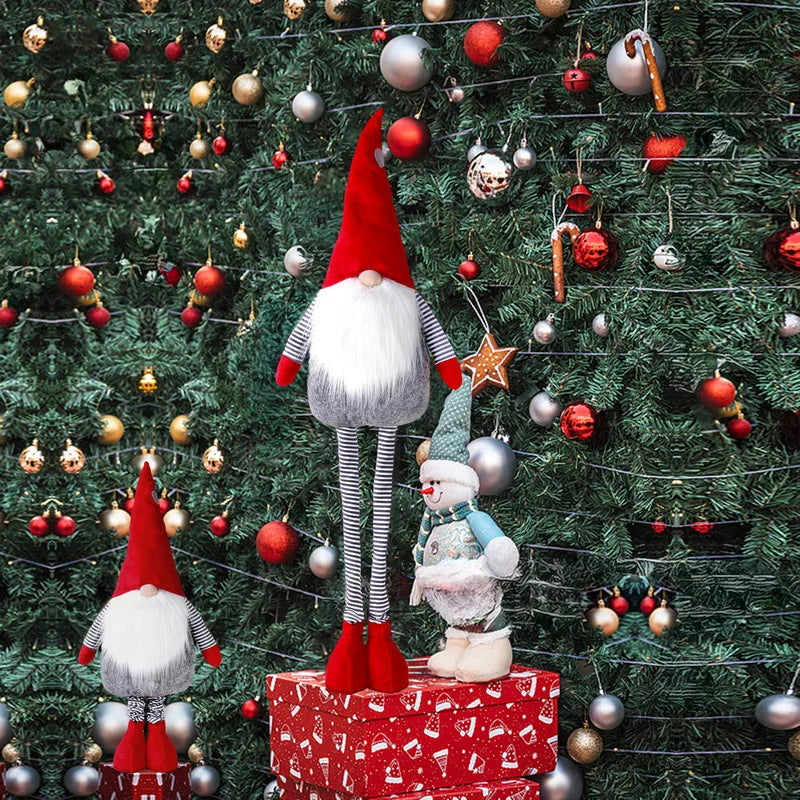 Christmas Decorations Telescopic Standing Faceless Old Man Figurine Home Mall Window Christmas Tree Decoration Doll