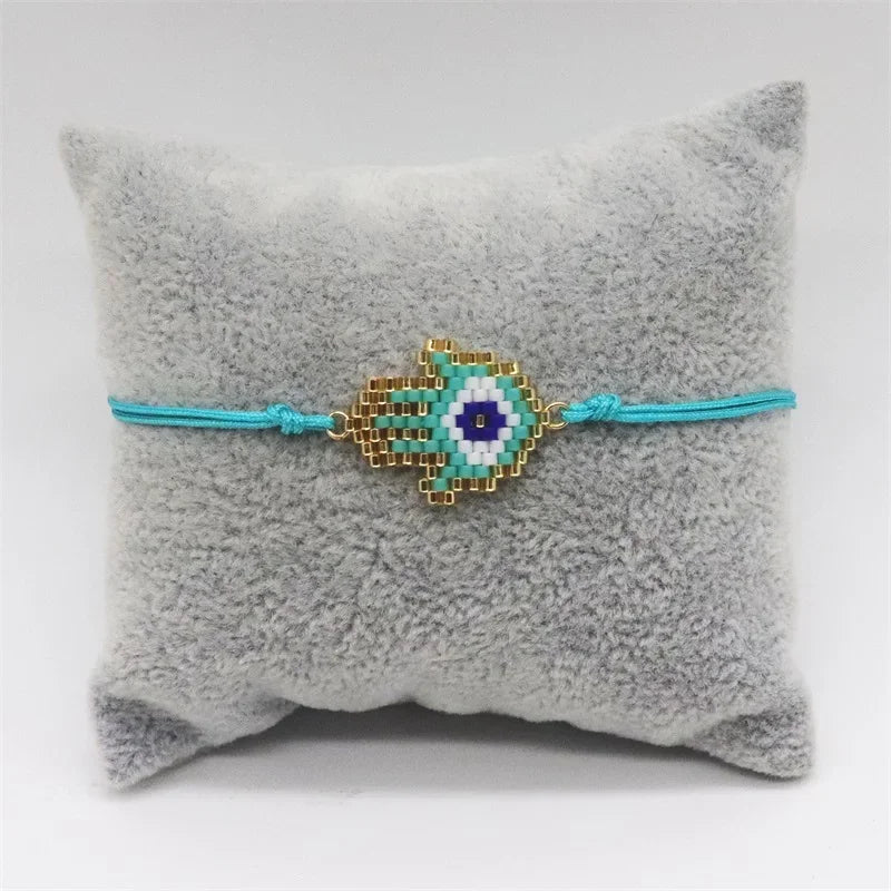 ALIYA Turkish Evil Eye Bracelet for Women Handmade Woven Colorful Miyuki Seed Beads Pulseras Lucky Greek Eye Bracelets Gift